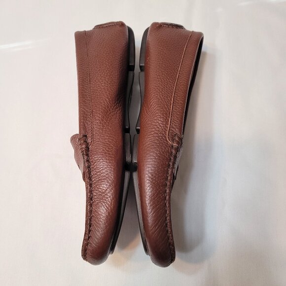 Salvatore Ferragamo Brown Leather Women's Driver Loafer Monogram Logo Flat 7.5 - Picture 6 of 14